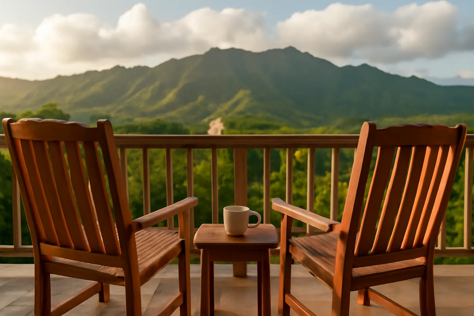 Two chairs on an Oahu lanai used for Hawaii respite visits